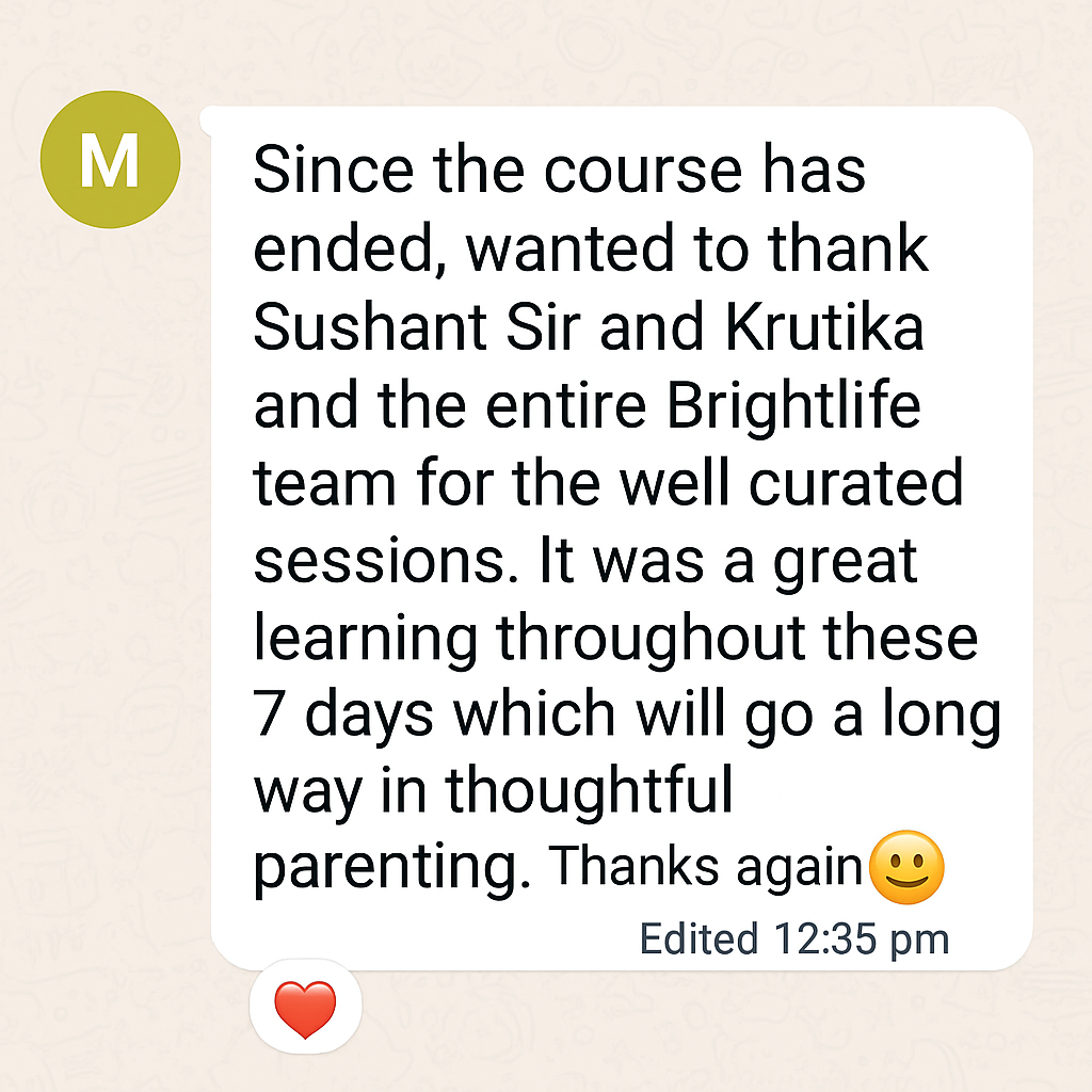 Testimonial from Brightlife parent